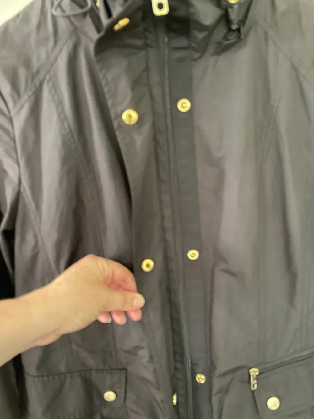 Cole Haan Rain Jacket Coat Black Detachable Hood Women's Size M